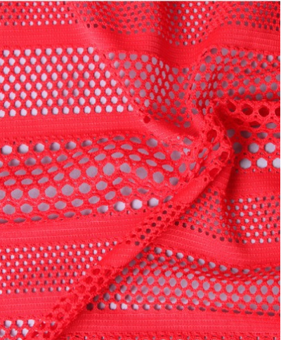 GZ-JS蕾絲面料  提花網布條紋泳衣比基尼面料   針織破洞鏤空網眼布布料 細節-1